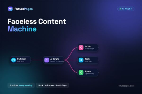 Faceless Content Machine (n8n + GPT) — product cover