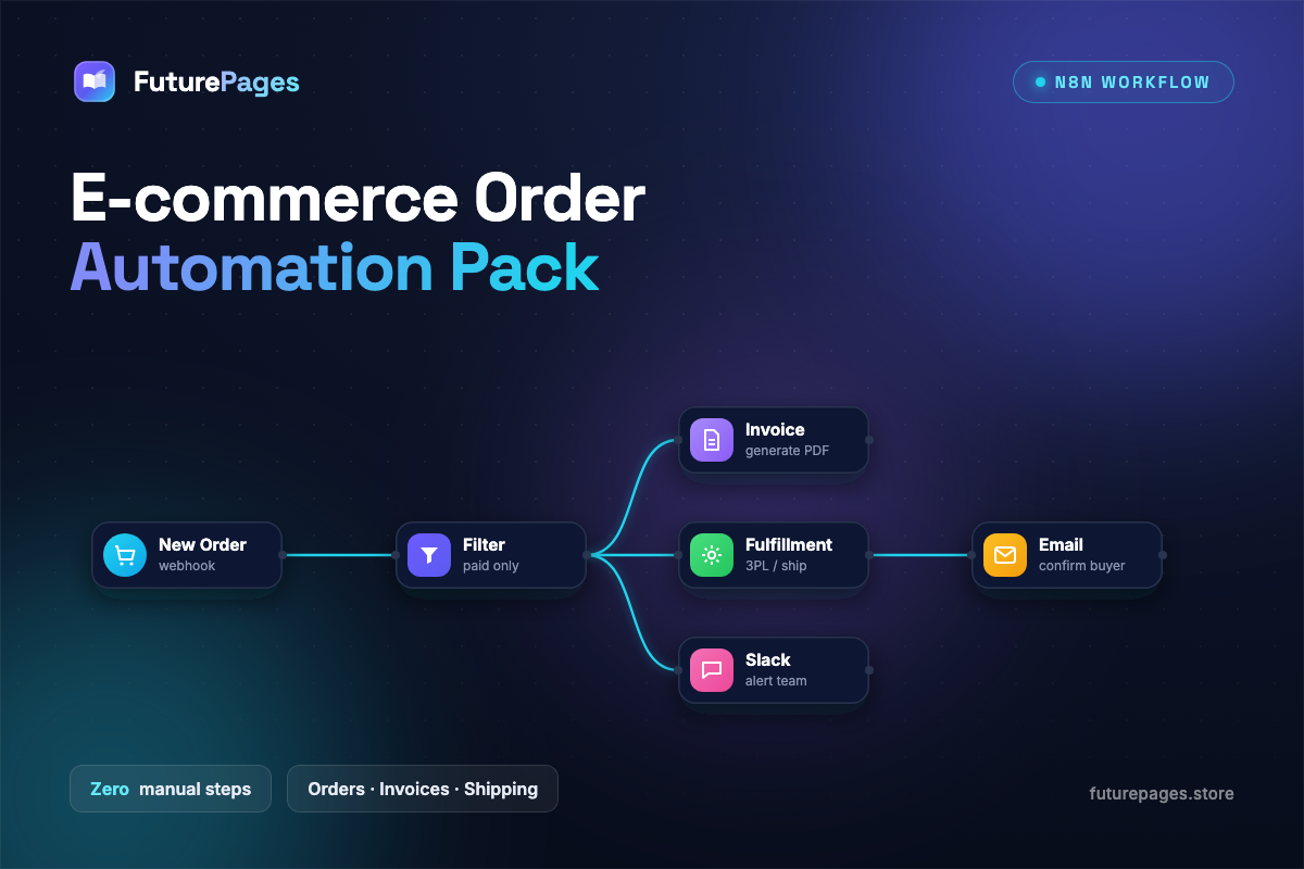 E-commerce Order Automation Pack (n8n) — FuturePages